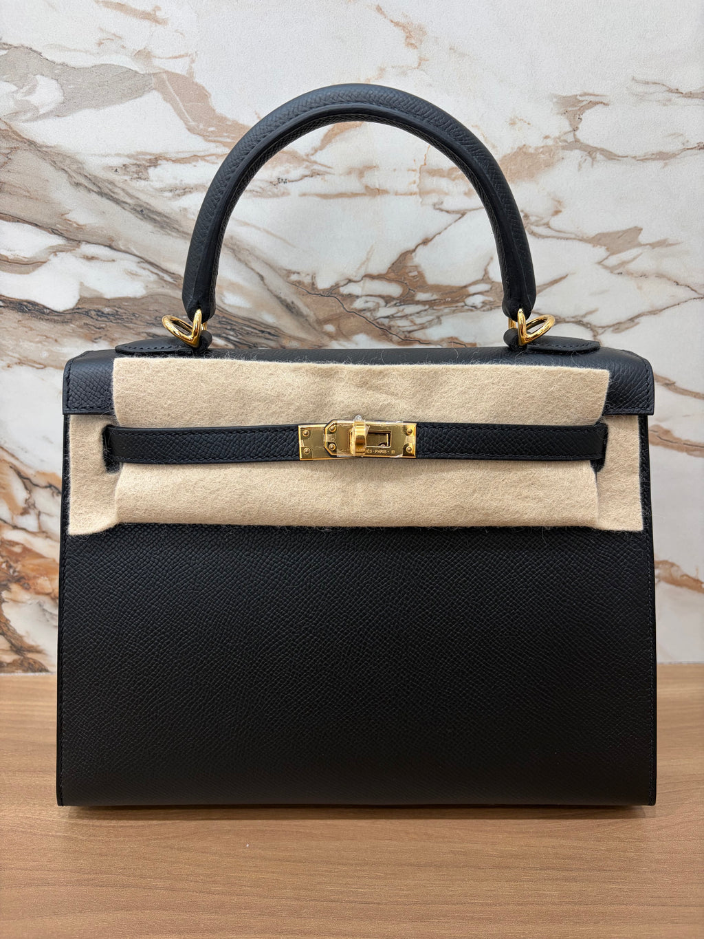 N/A Hermes Kelly 25 Sellier Epsom Black