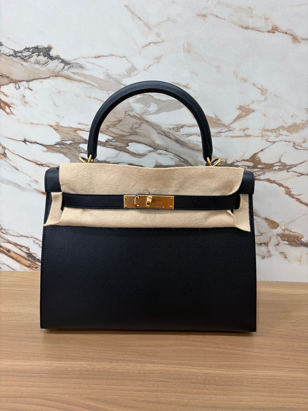 N/A Kelly II Sellier 28 Epsom Calfskin 89 Noir