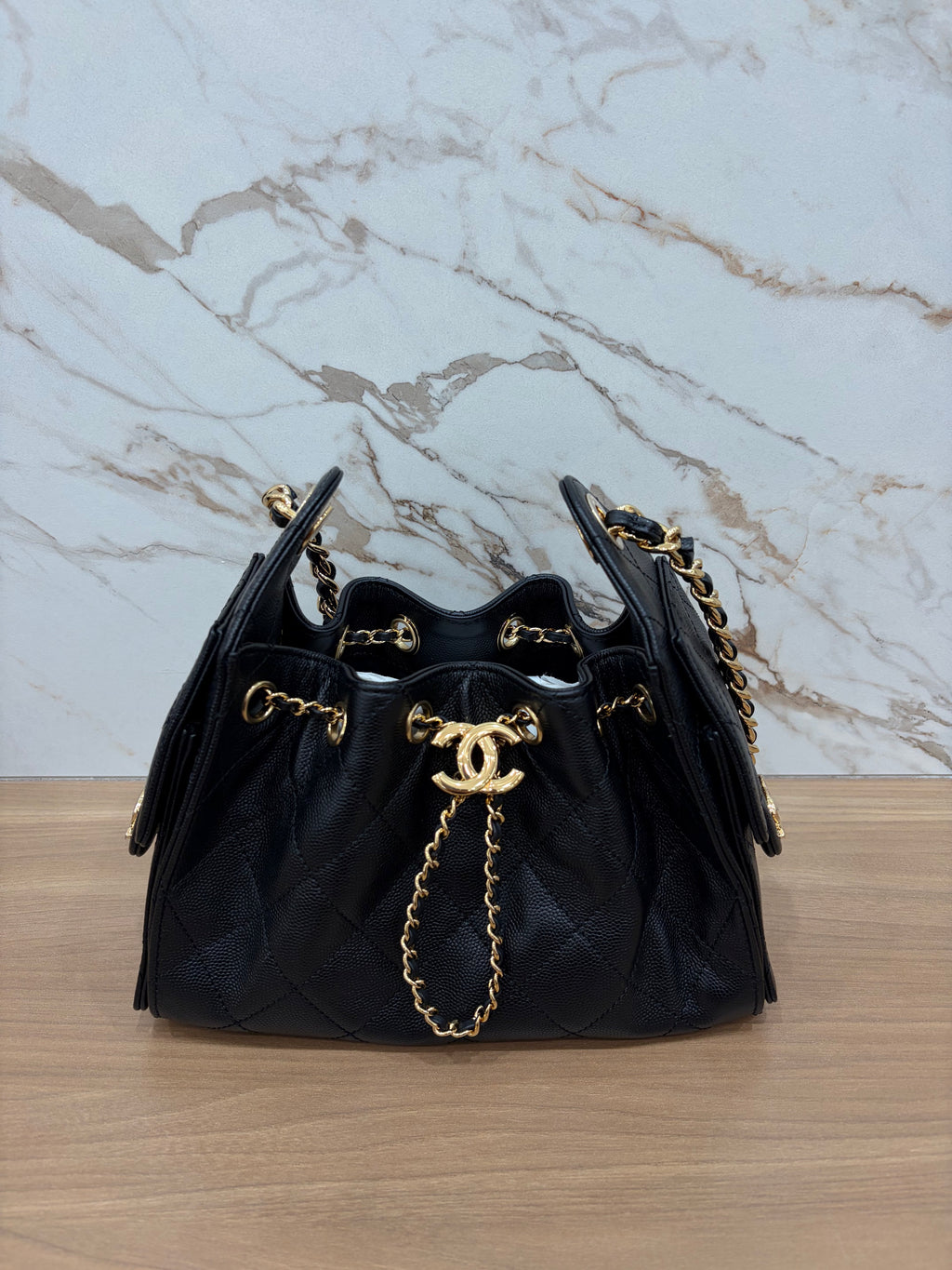 N/A Chanel Mini 25 Black Quilted Caviar Hobo Bag