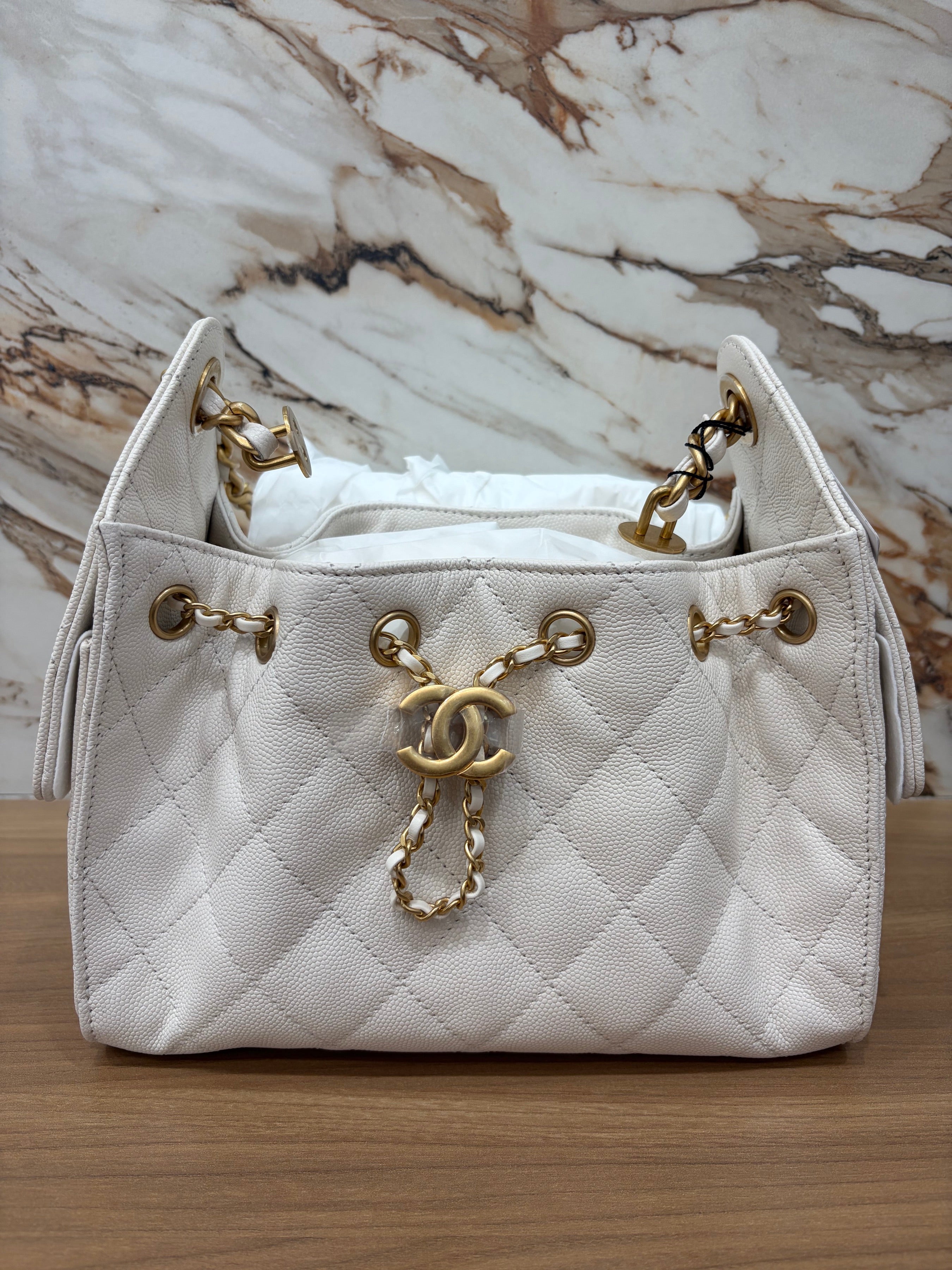 N/A Chanel Mini 25 White Caviar