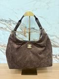 N/A Chanel Quilted Suede Maxi Hobo