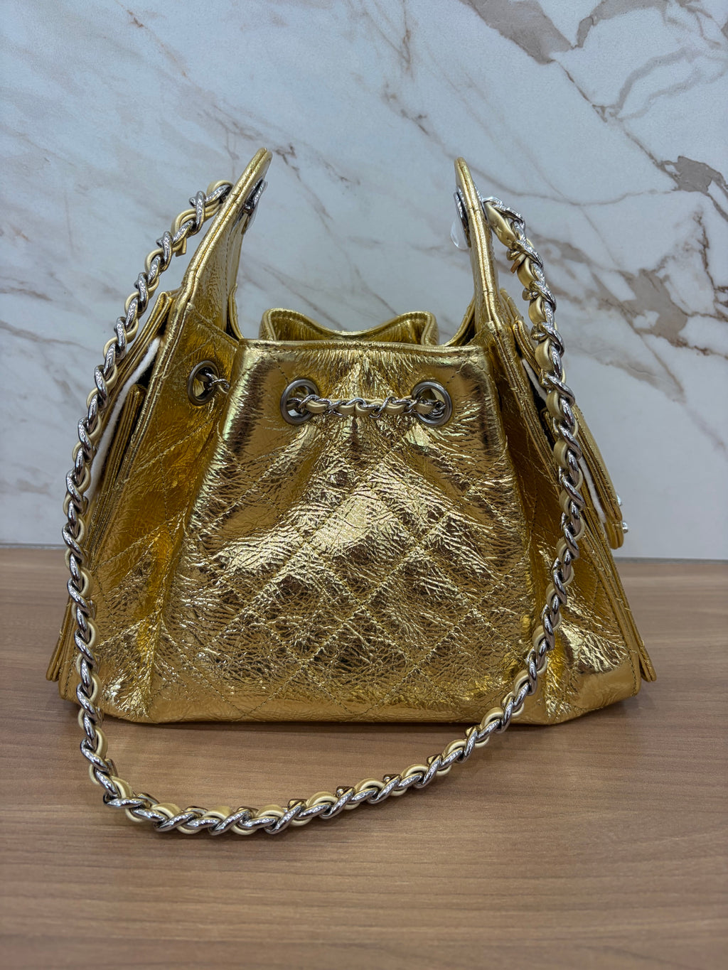 N/A Chanel Mini 25 Gold Metallic