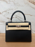 N/A Kelly 25 Epsom Noir Silver Hardware