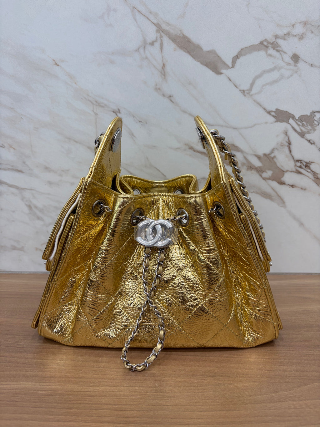 N/A Chanel Mini 25 Gold Metallic