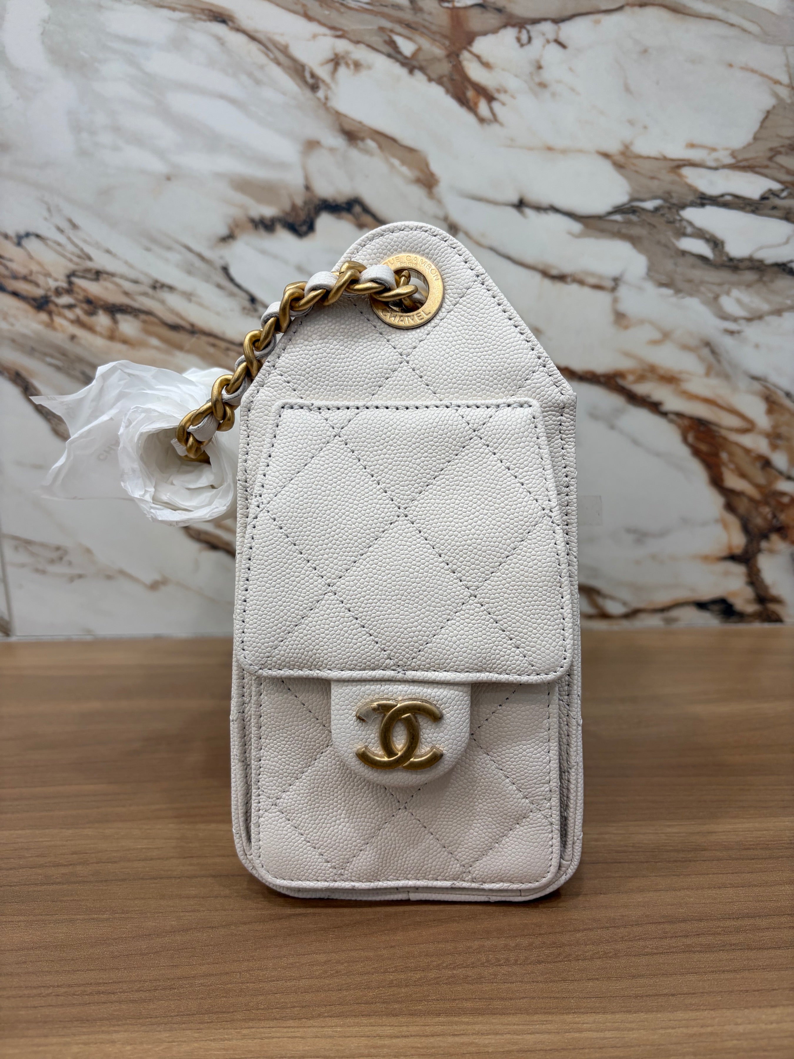 N/A Chanel Mini 25 White Caviar