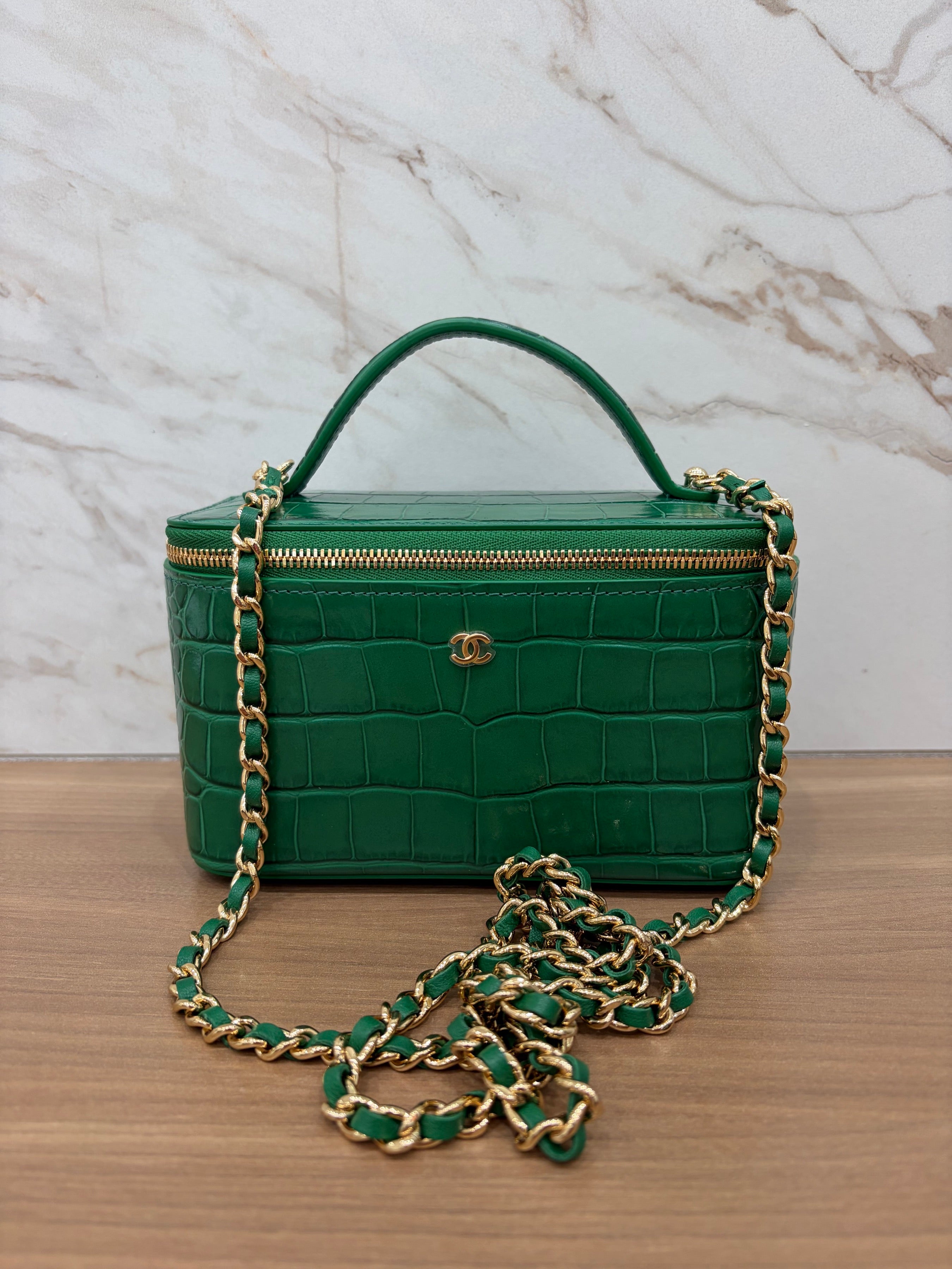 N/A Chanel Vanity with Chain- Crocodile Calfskin
