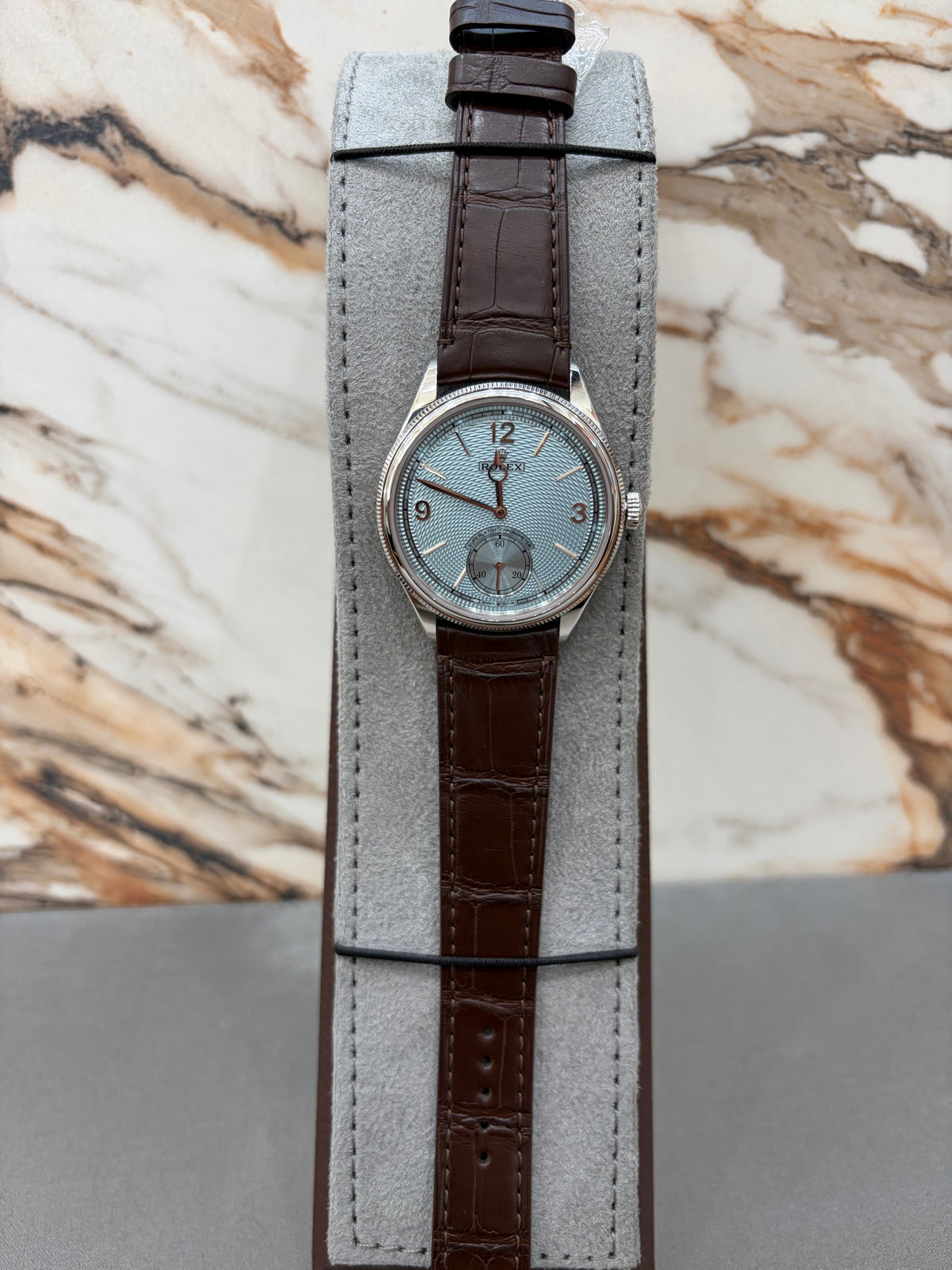 Rolex 1908 Ice Blue Dial Leather Strap  2024