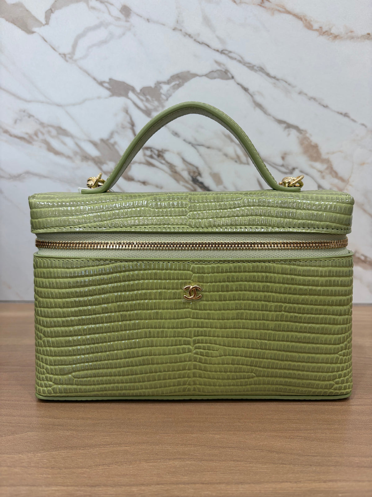 Chanel Green Crocodile Vanity