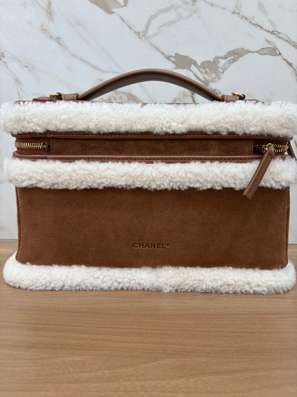 Chanel Suede & Fur Vanity with Chain
