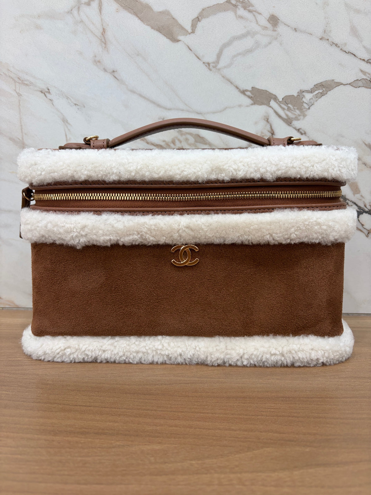 Chanel Suede & Fur Vanity with Chain