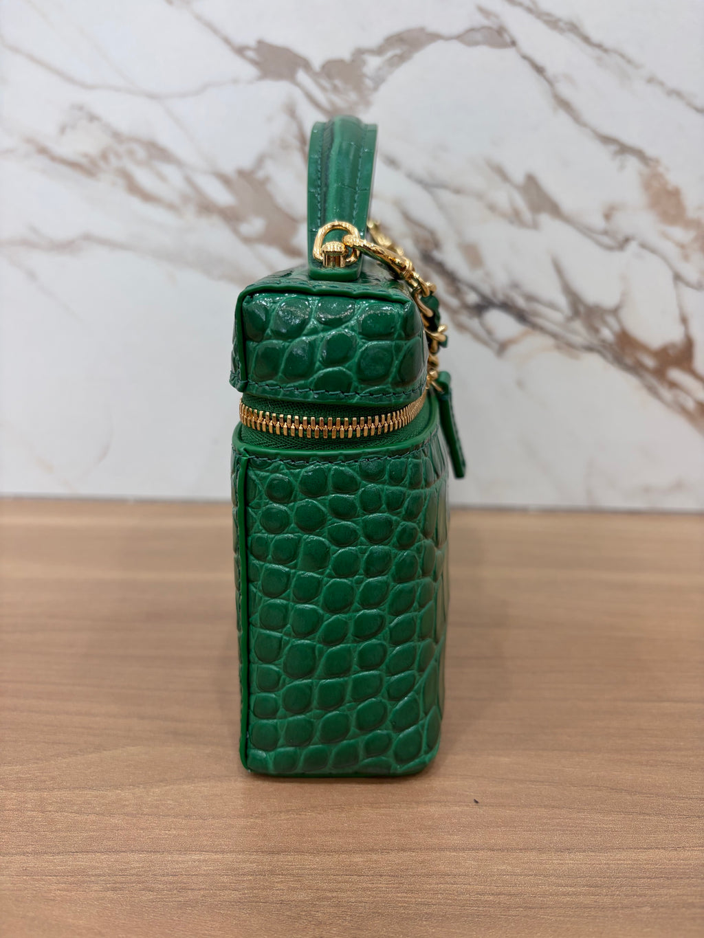 N/A Chanel Green Crocodile Calfskin Vanity with Chain