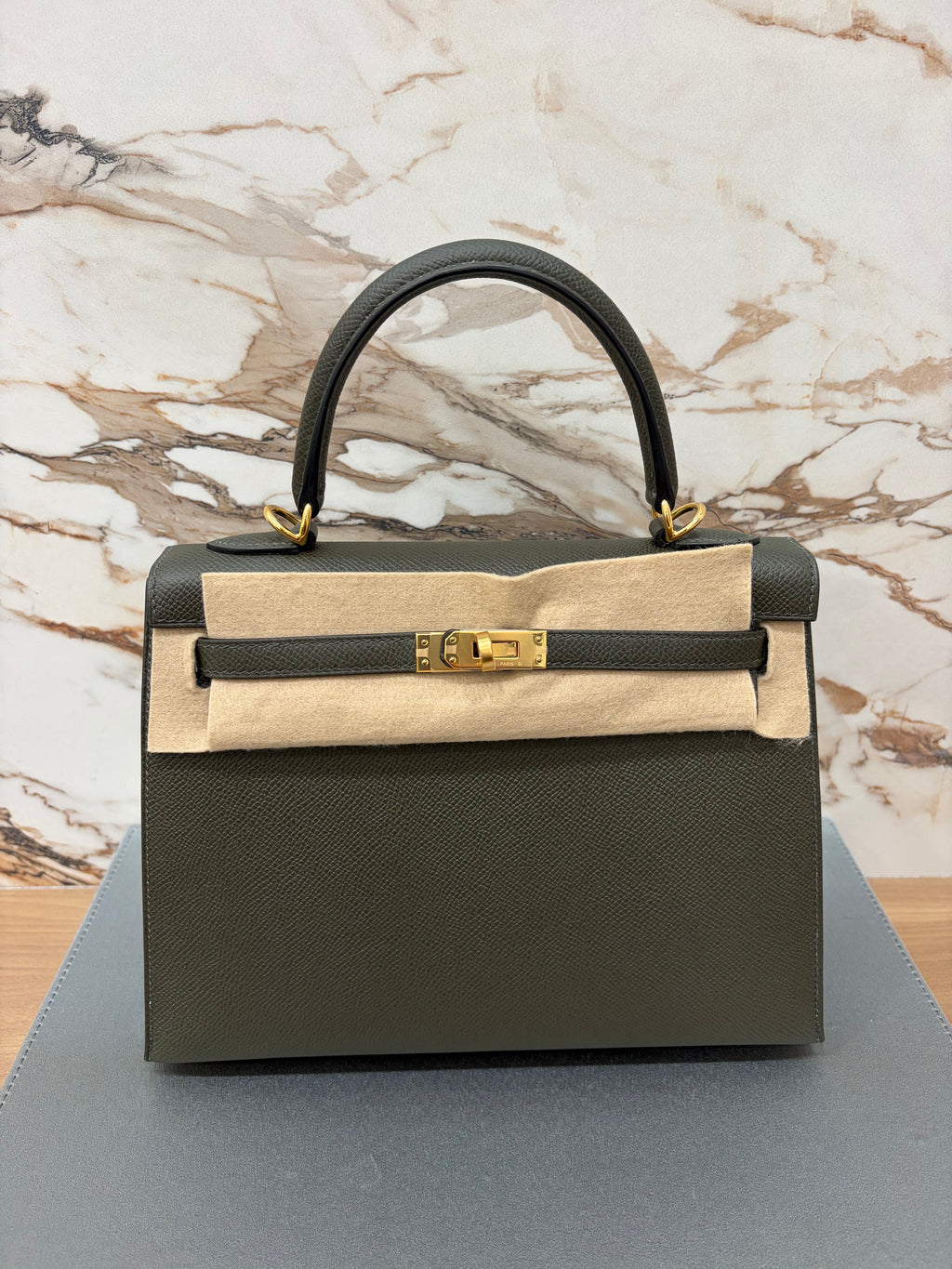 N/A Kelly 25 Vert De Gris Gold Hardware Epsom - Stamp Y 2021