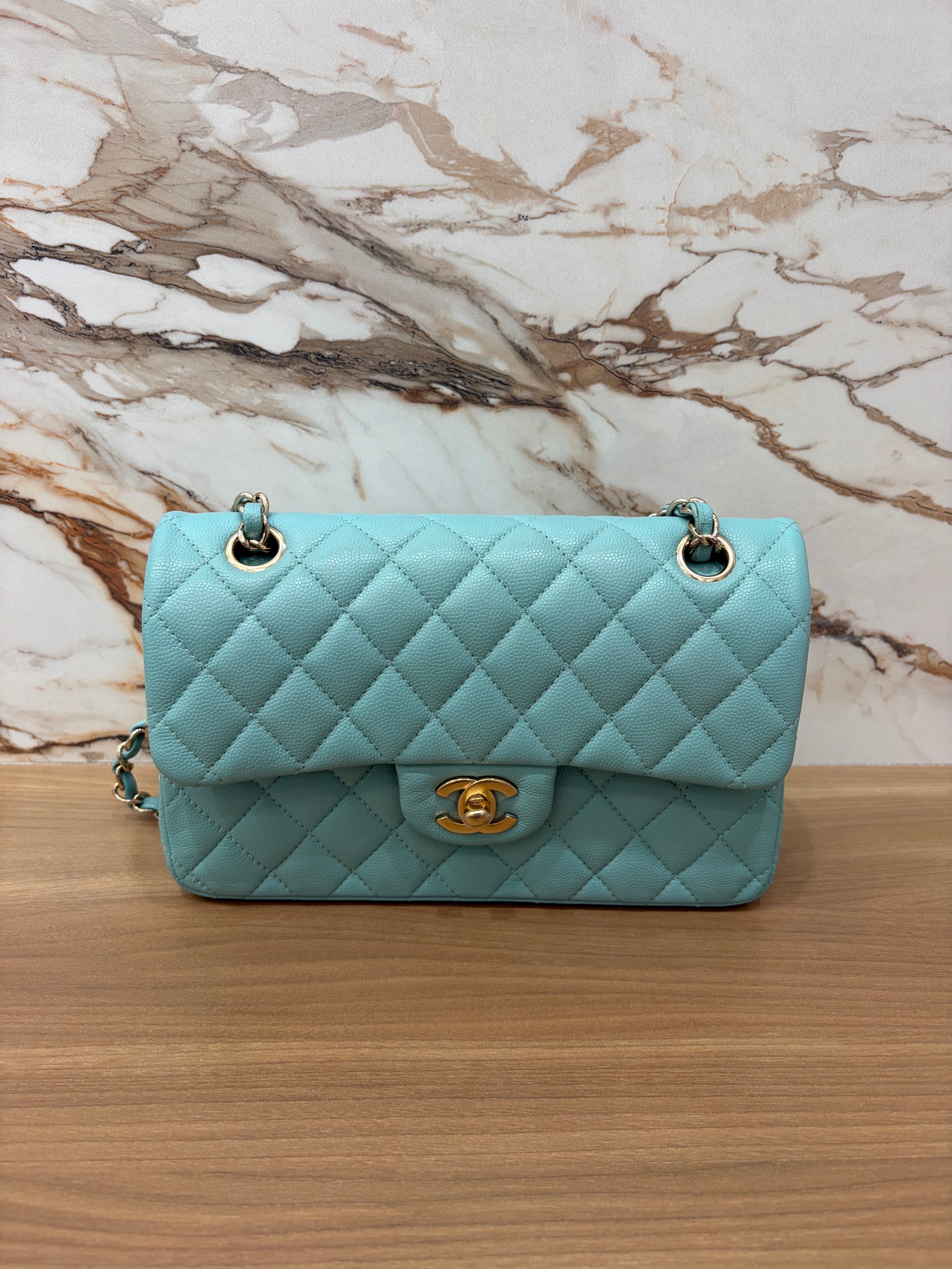 N/A CHANEL TIFFANY BLUE SMALL FLAP