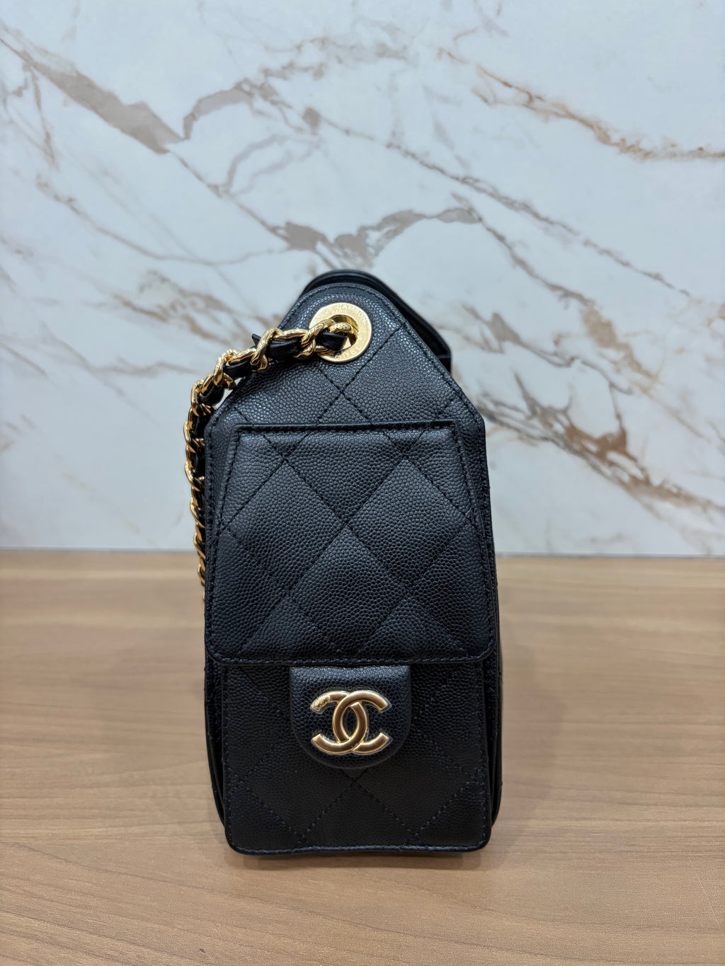 N/A Chanel Mini 25 Black Quilted Caviar Hobo Bag