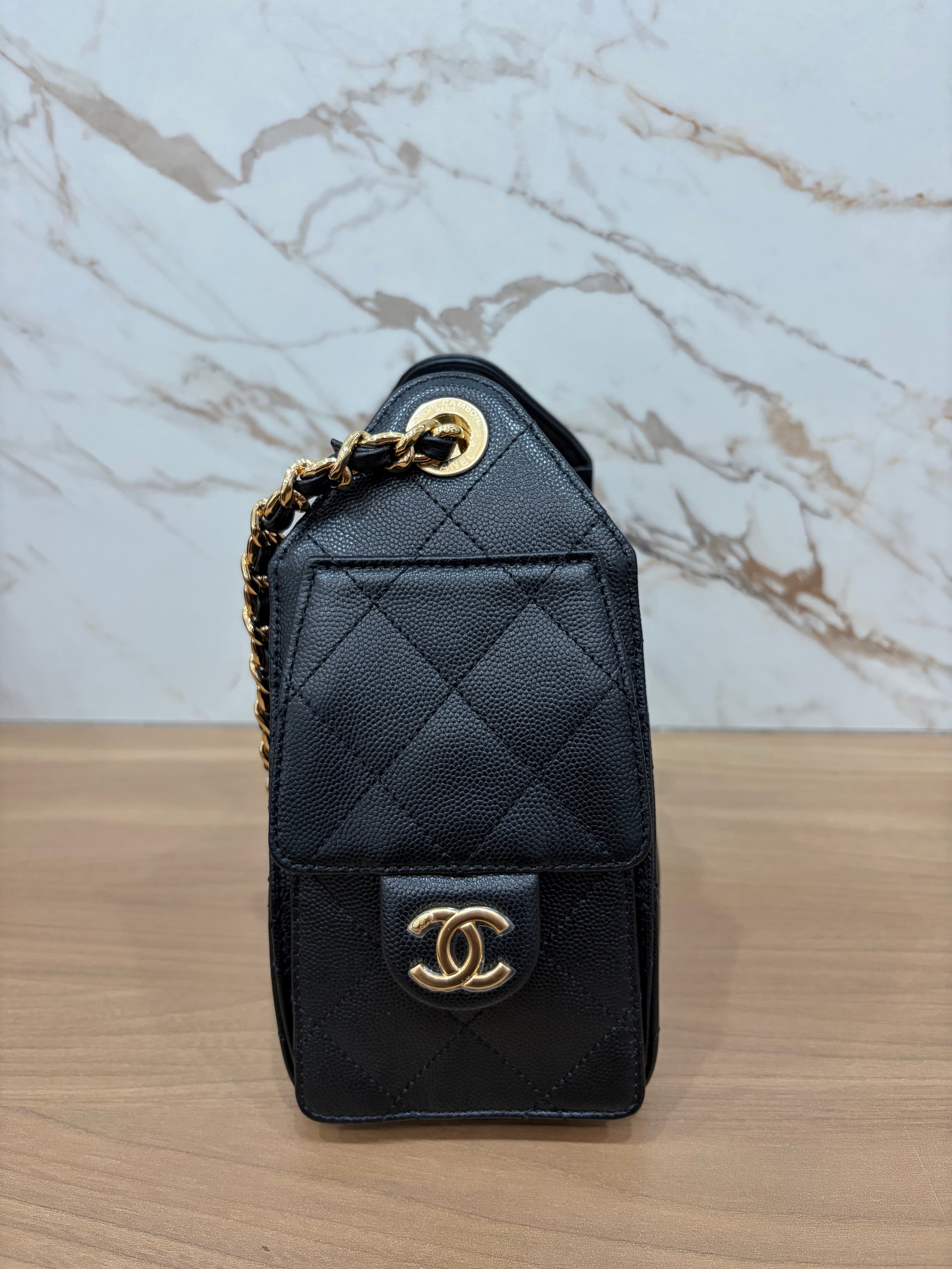 N/A Chanel Mini 25 Black Quilted Caviar Hobo Bag