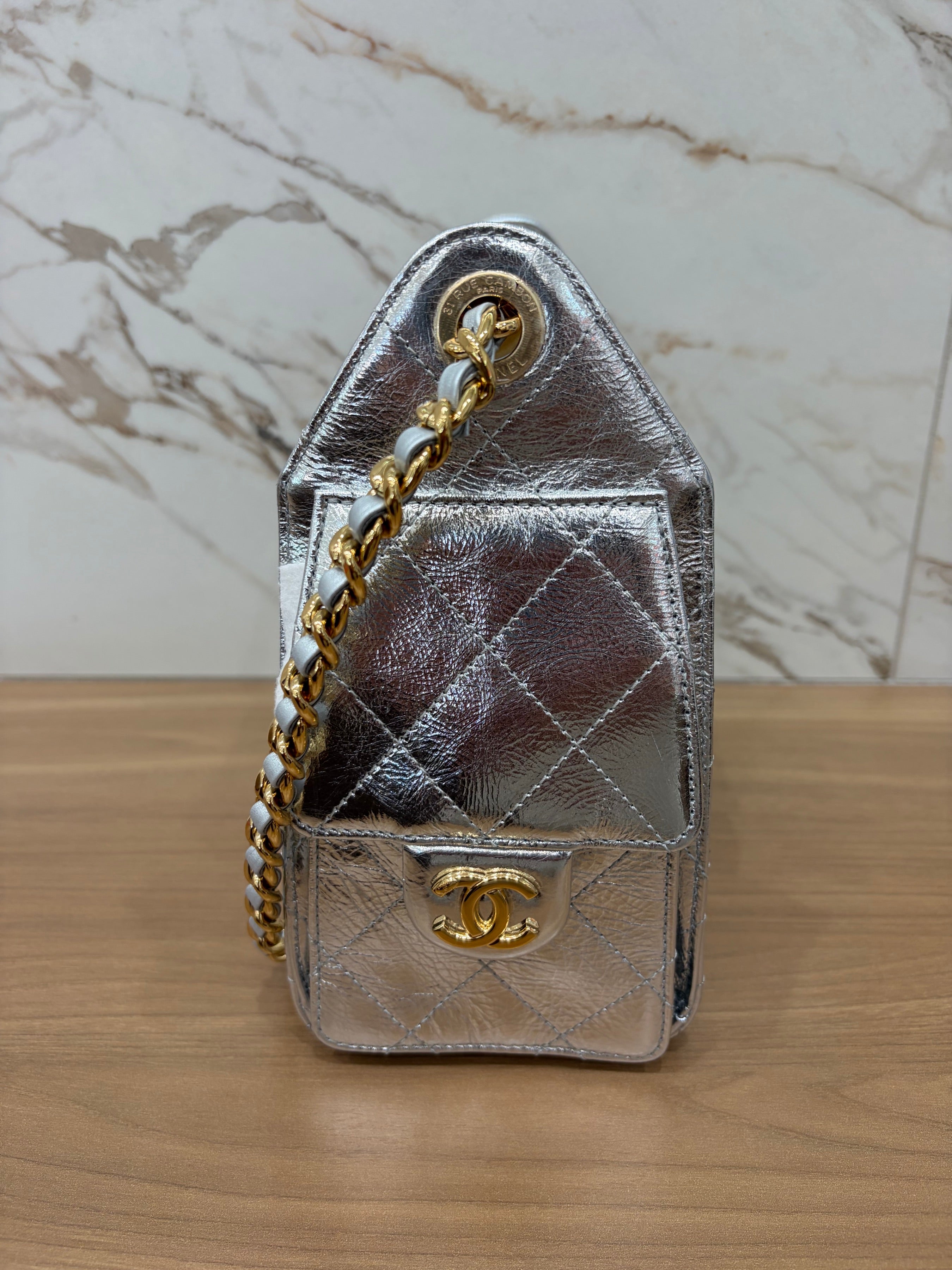N/A Chanel Mini 25 Hobo Silver Metallic