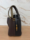 N/A Hermes Picotin 18 Clemence Noir/Macassar/Beige Marfa