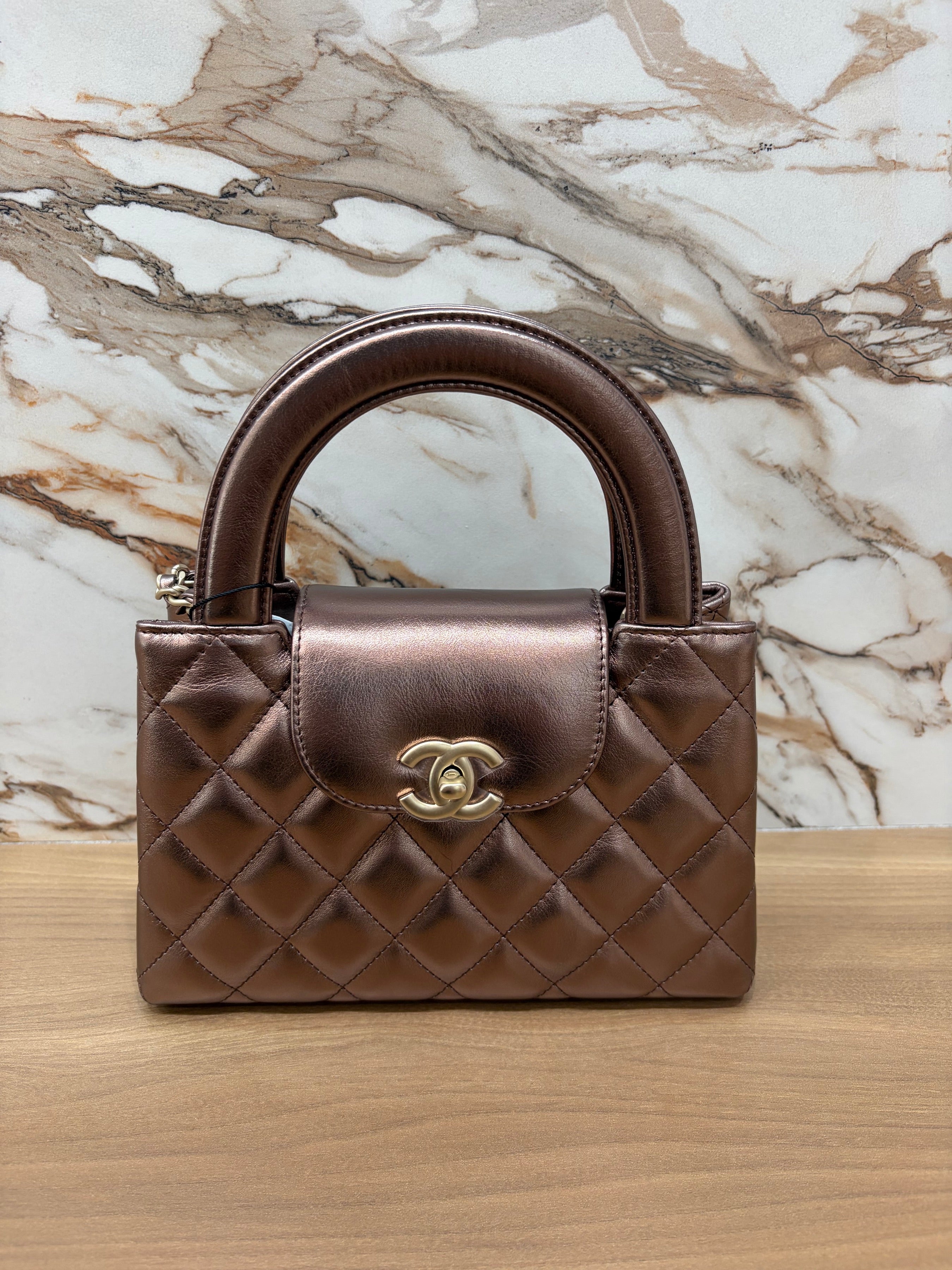 N/A CHANEL KELLY METALLIC BROWN