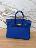 Birkin 25 Blue Royal with Gold Hardware Togo Leather Stamp U 2022 Full set with receipt
