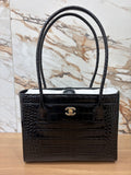 Chanel Mini Tote Black Crocodile Gold Hardware