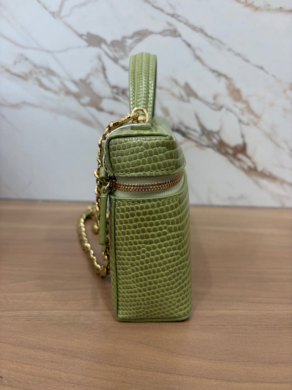 Chanel Olive Green Lizard Vanity