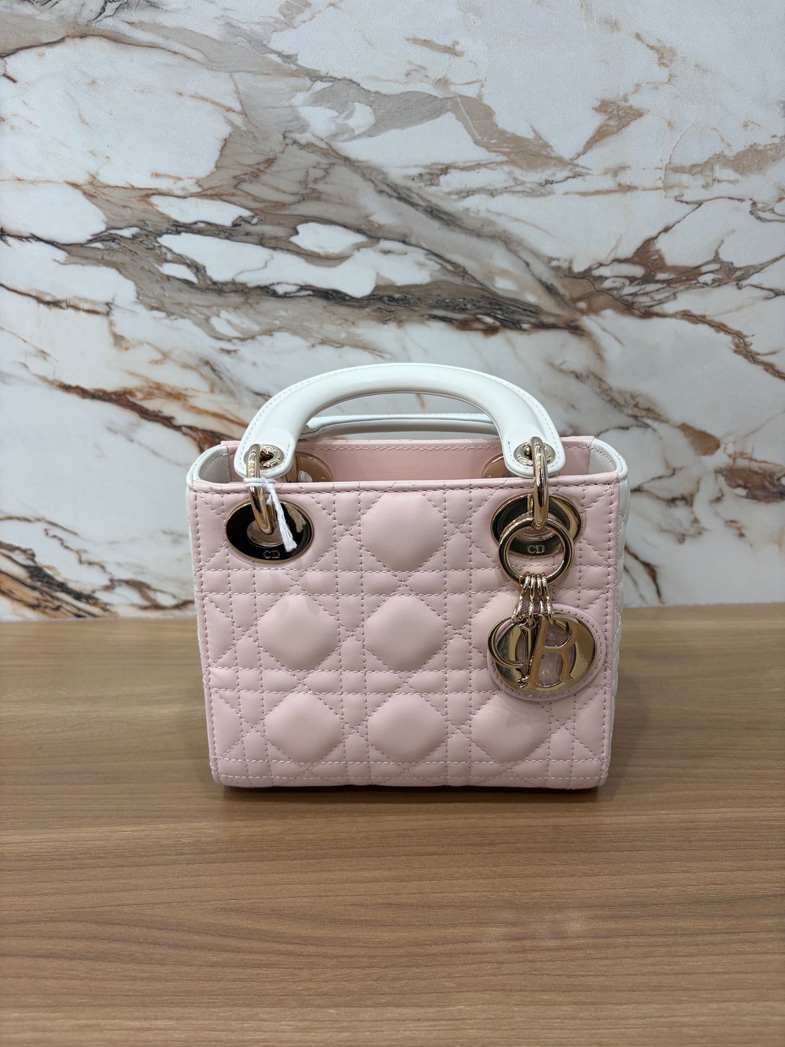 N/A LADY DIOR MINI TWO TONE PINK/WHITE