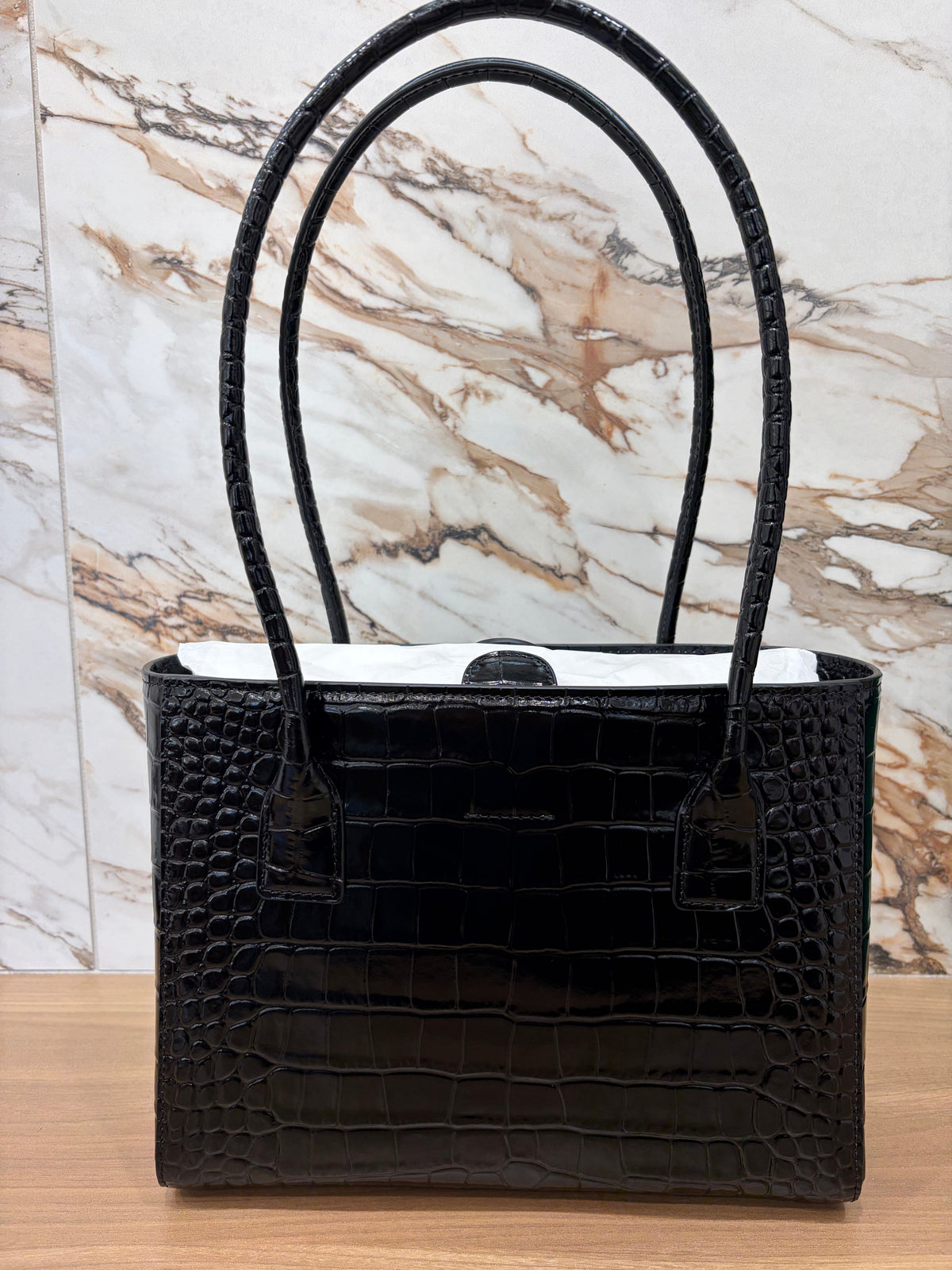 Chanel Mini Tote Black Crocodile Gold Hardware
