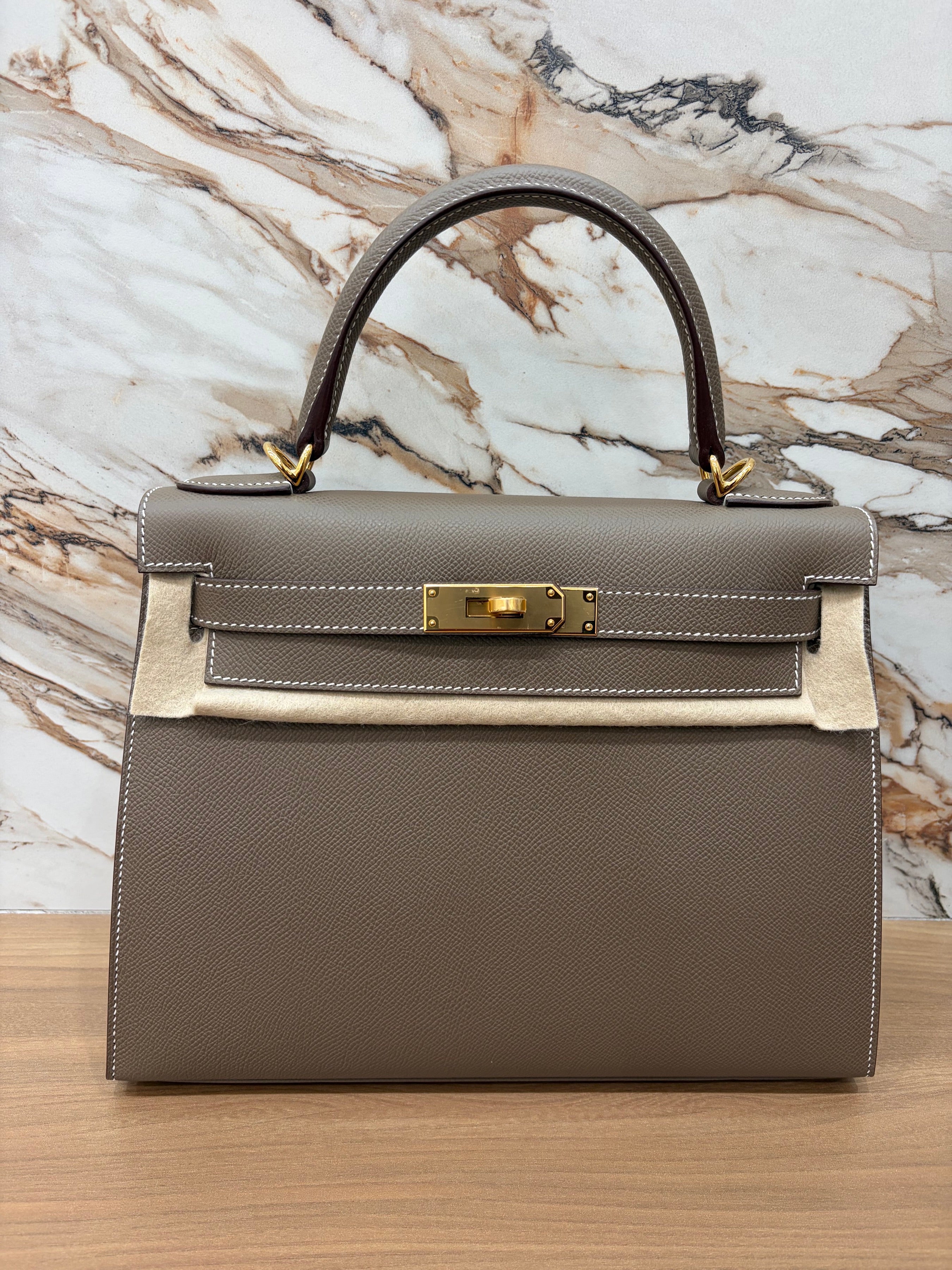 N/A Kelly 28 Etoupe Gold Hardware